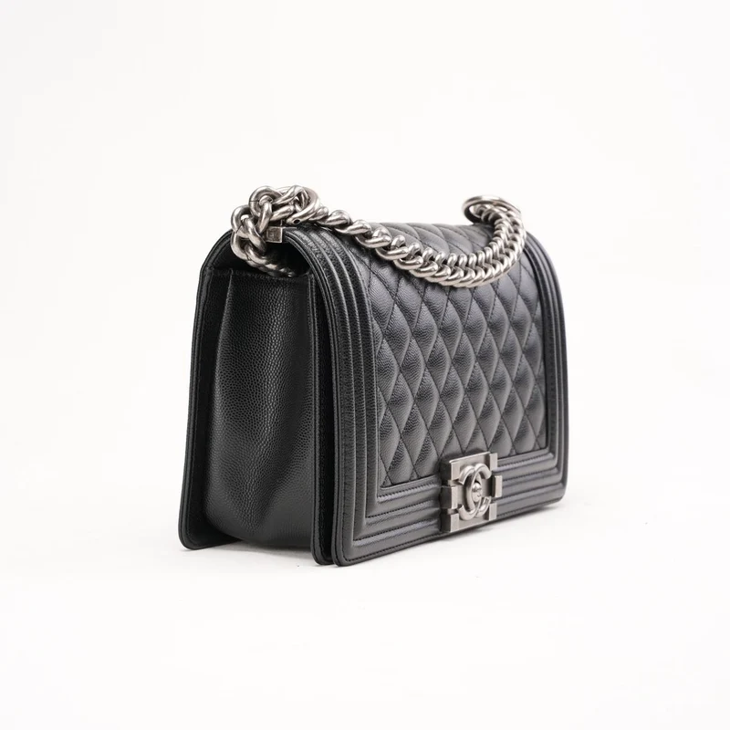 Chanel Black Caviar Quilted Medium Boy Flap Caviar 2019