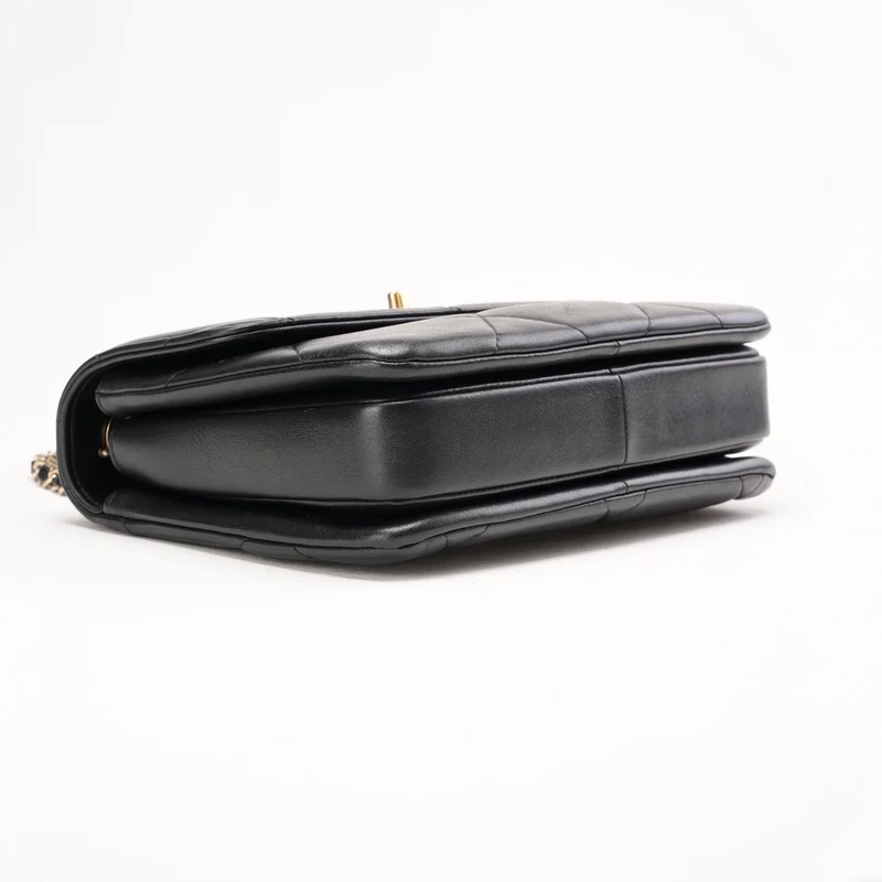 Chanel Small Trendy CC Top Handle Flap Bag aus schwarzem Lammleder, 2019
