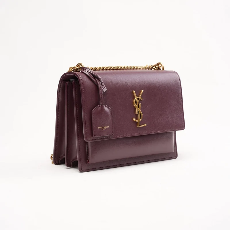 Saint Laurent Burgunderrotes Kalbsleder Medium Monogram Sunset 2018