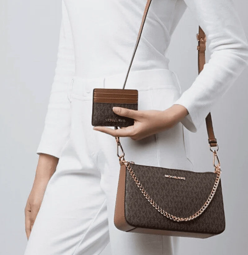 Michael Kors Medium Logo Pouch & Card Case Gift Set Signature Canvas Geschenkset