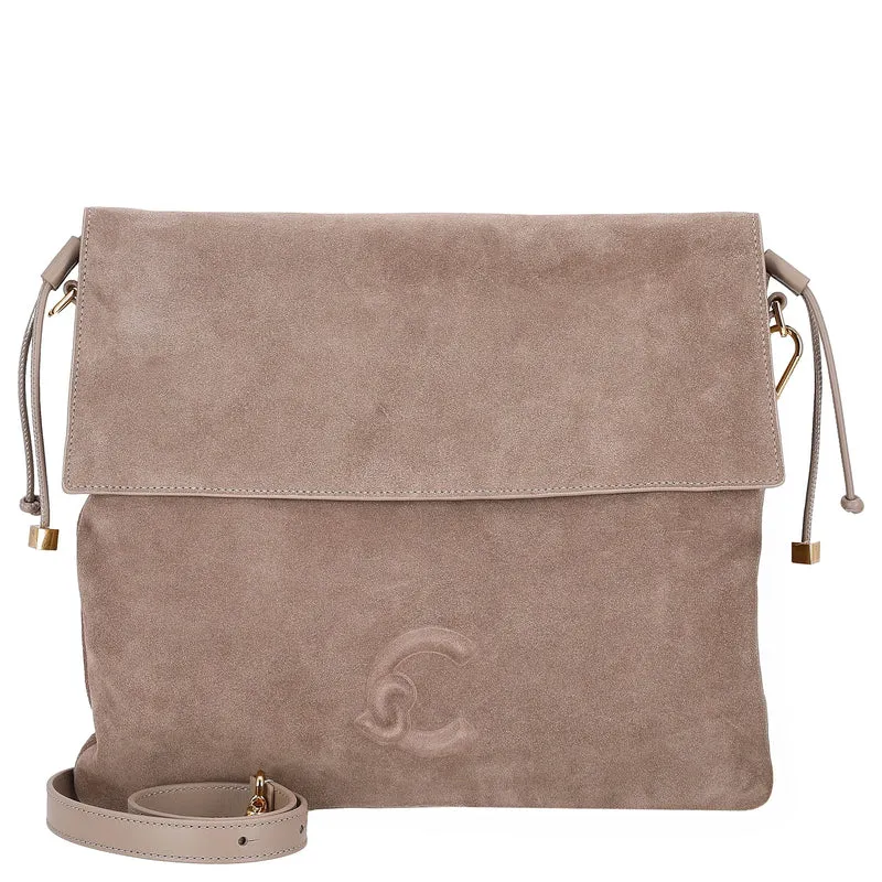 Coccinelle Lidia Suede Bim - Schultertasche 34 cm (warm taupe)
