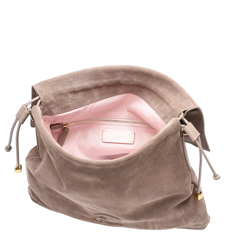 Coccinelle Lidia Suede Bim - Schultertasche 34 cm (warm taupe)