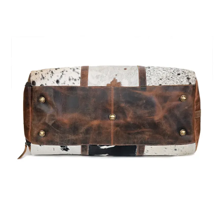 Unisex Cowhide Leather Duffel Bag | Travel Weekender Bag