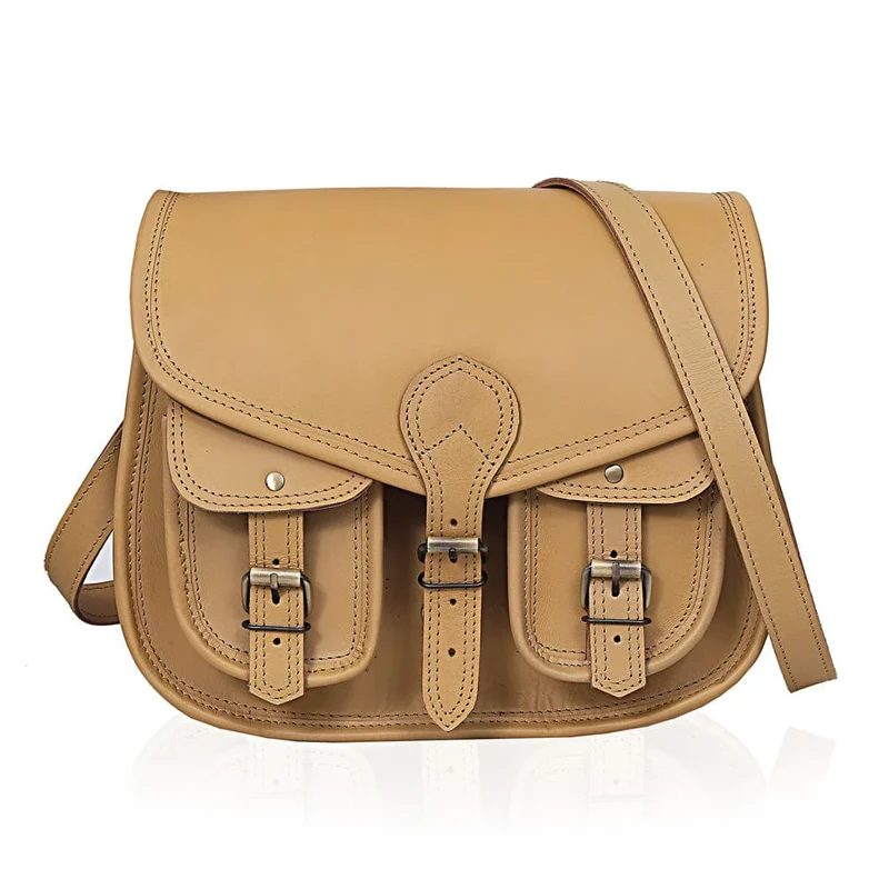 Scarlett Full Grain Leather Saddlebag - Beige