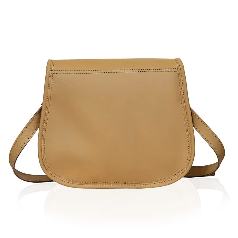 Scarlett Full Grain Leather Saddlebag - Beige