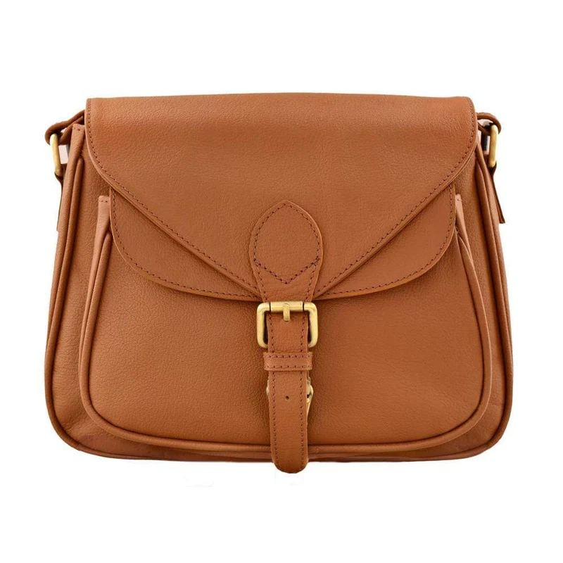 Moon Leather Crossbody Bag - Tan
