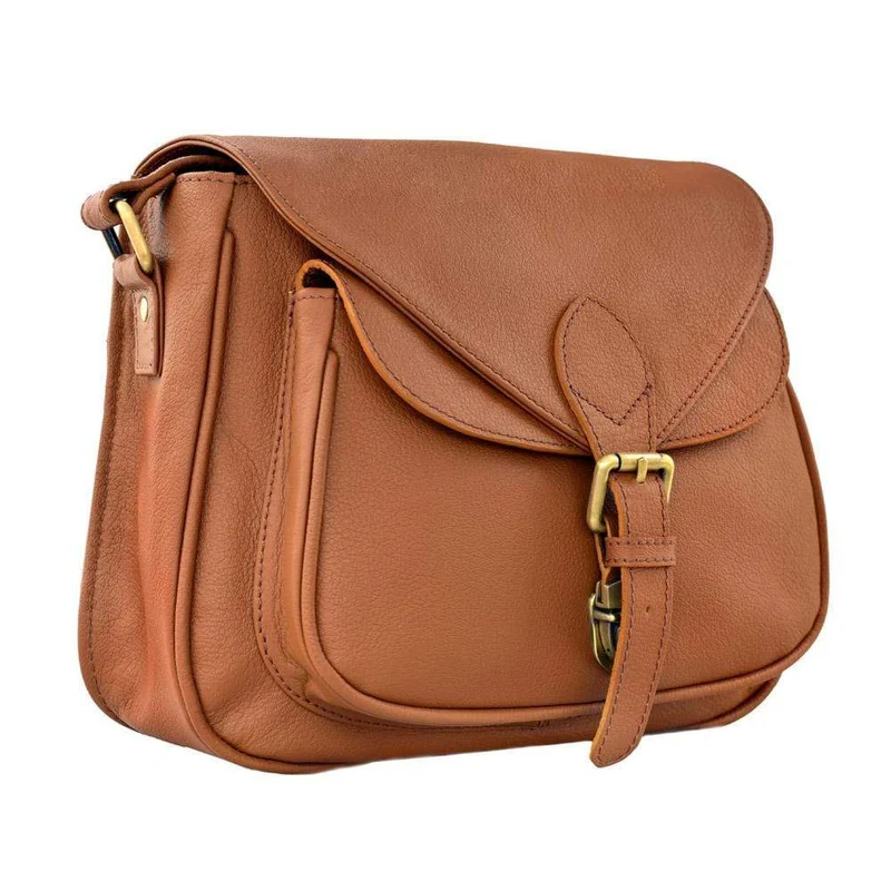 Moon Leather Crossbody Bag - Tan