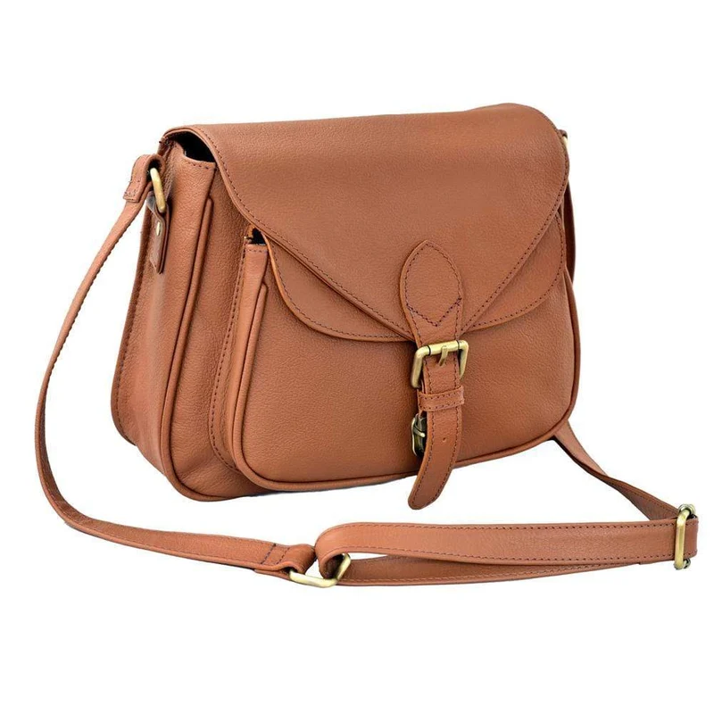 Moon Leather Crossbody Bag - Tan