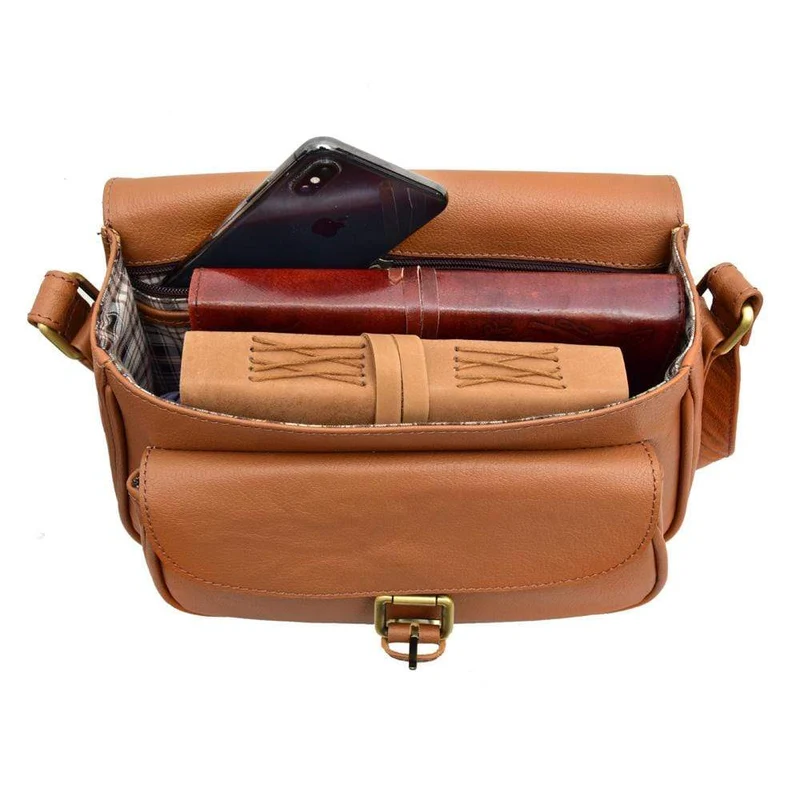 Moon Leather Crossbody Bag - Tan