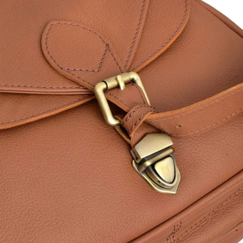 Moon Leather Crossbody Bag - Tan
