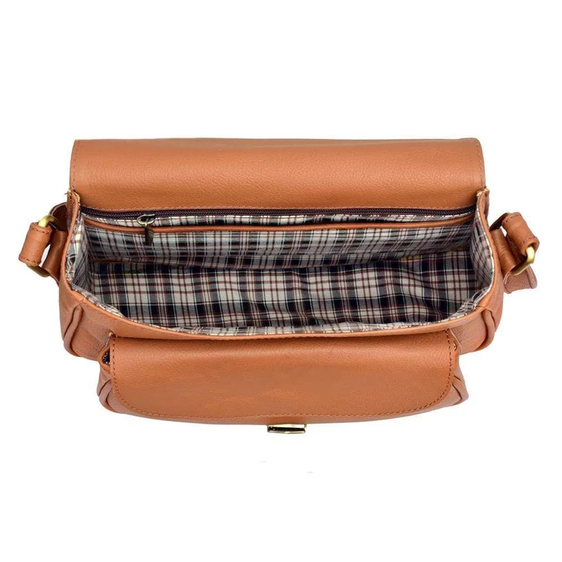 Moon Leather Crossbody Bag - Tan