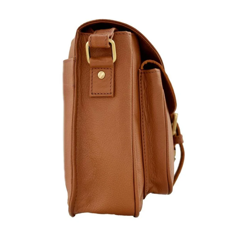 Moon Leather Crossbody Bag - Tan
