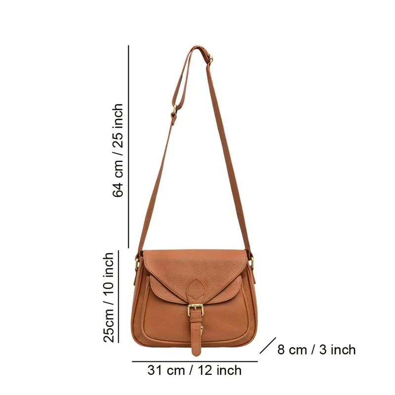 Moon Leather Crossbody Bag - Tan