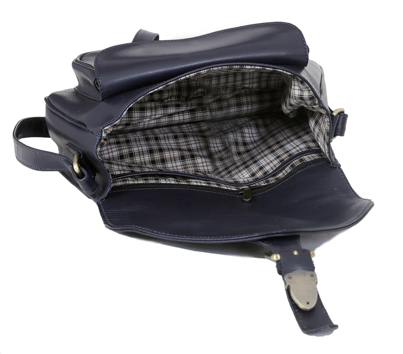 Moon Leather Crossbody Bag - Blue