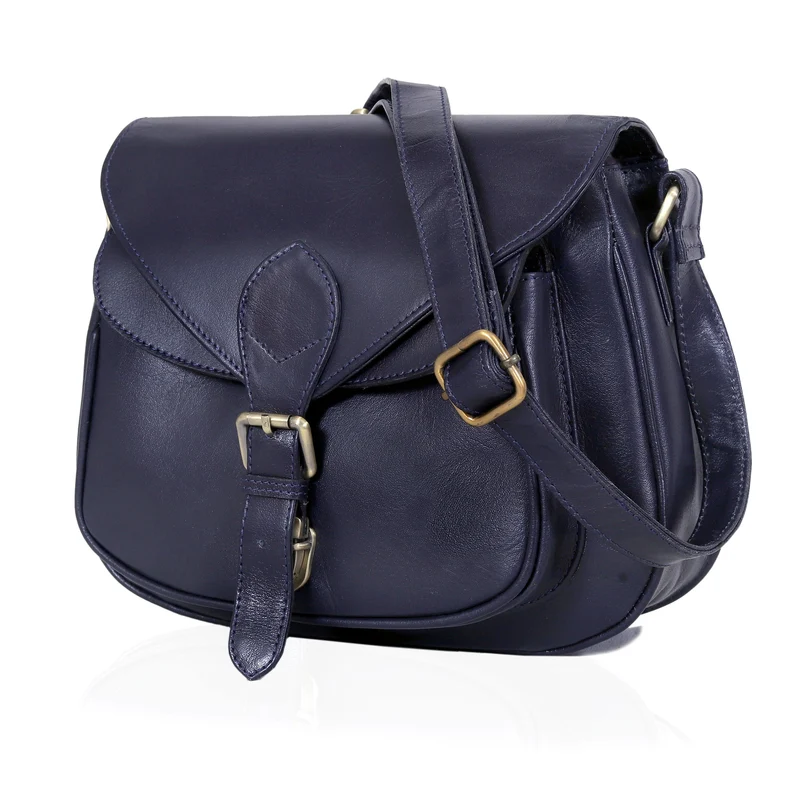 Moon Leather Crossbody Bag - Blue