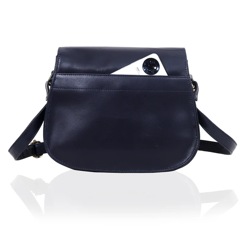 Moon Leather Crossbody Bag - Blue