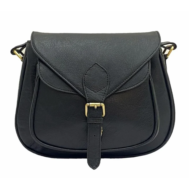 Moon Leather Crossbody Bag - Black