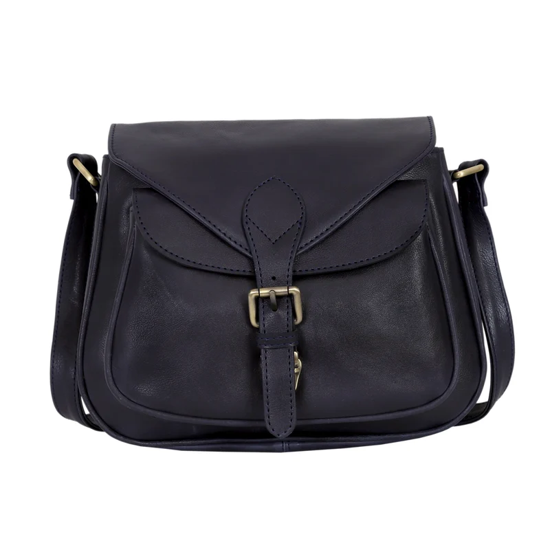 Moon Leather Crossbody Bag - Black