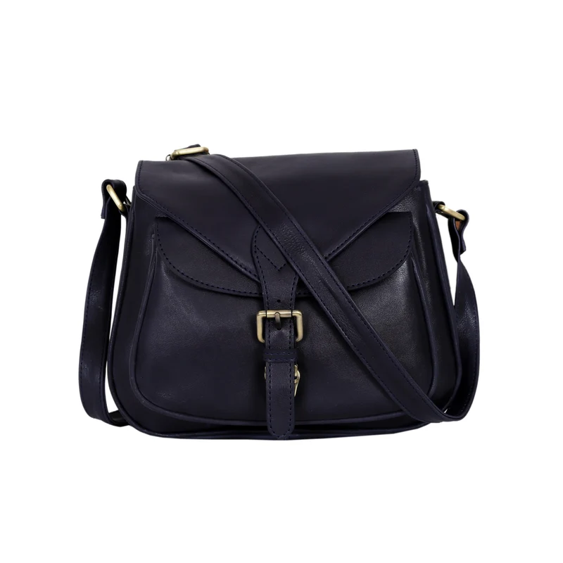 Moon Leather Crossbody Bag - Black