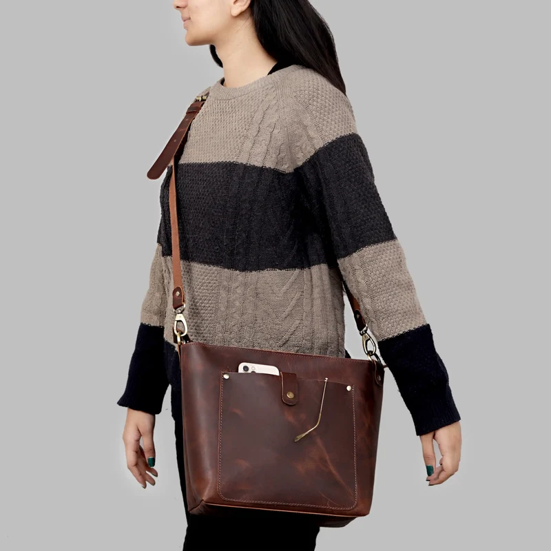 Skylark Buffalo Brown Leather Tote Bag