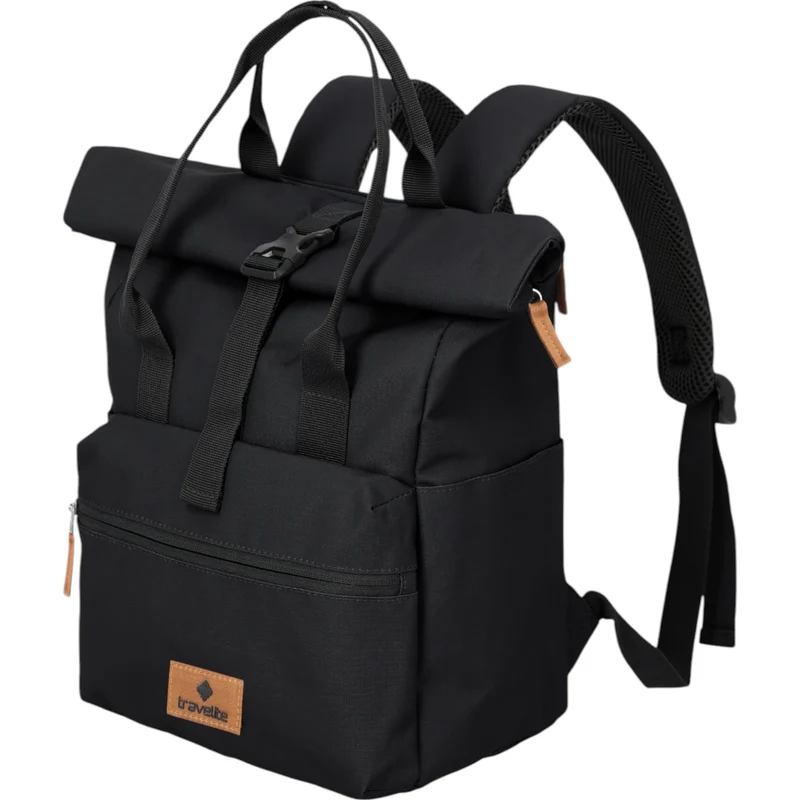 Travelite Basics Short Handle Rolltop-Rucksack 37 cm -Schwarz