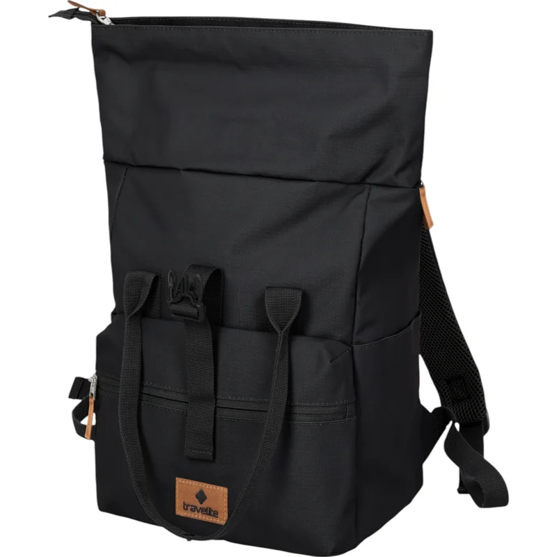 Travelite Basics Short Handle Rolltop-Rucksack 37 cm -Schwarz