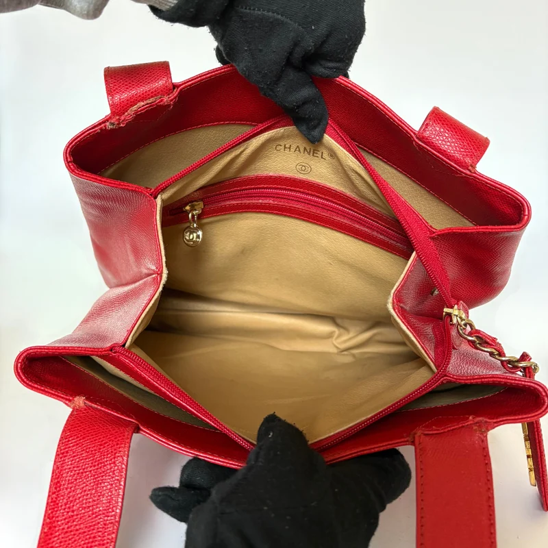 Chanel Groot Shopper Rood leer