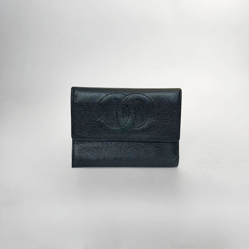 Chanel Portemonnee Medium Kaviaar Leer