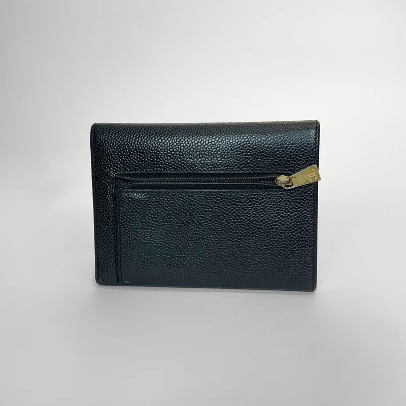 Chanel Portemonnee Medium Kaviaar Leer