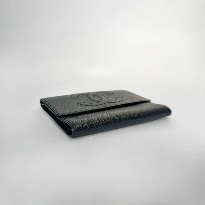 Chanel Portemonnee Medium Kaviaar Leer