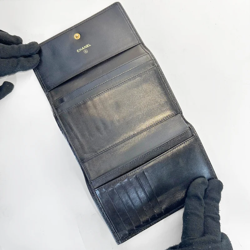 Chanel Portemonnee Medium Kaviaar Leer
