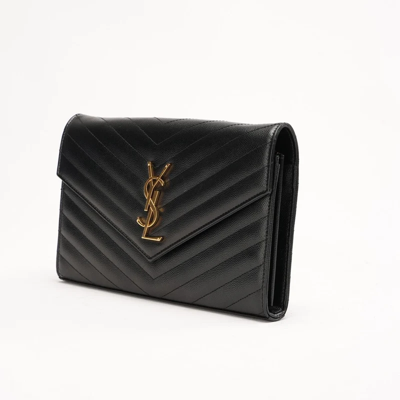 Saint Lauren Medium Envelope Wallet on Chain (WOC) Schwarz 2015