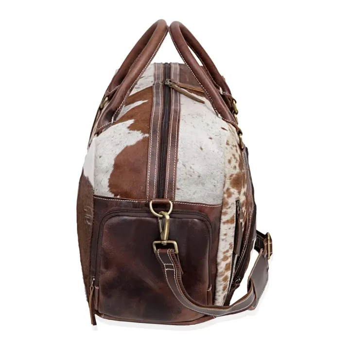 Premium Cowhide Leather Duffle Bag - Unisex Travel Weekender Bag