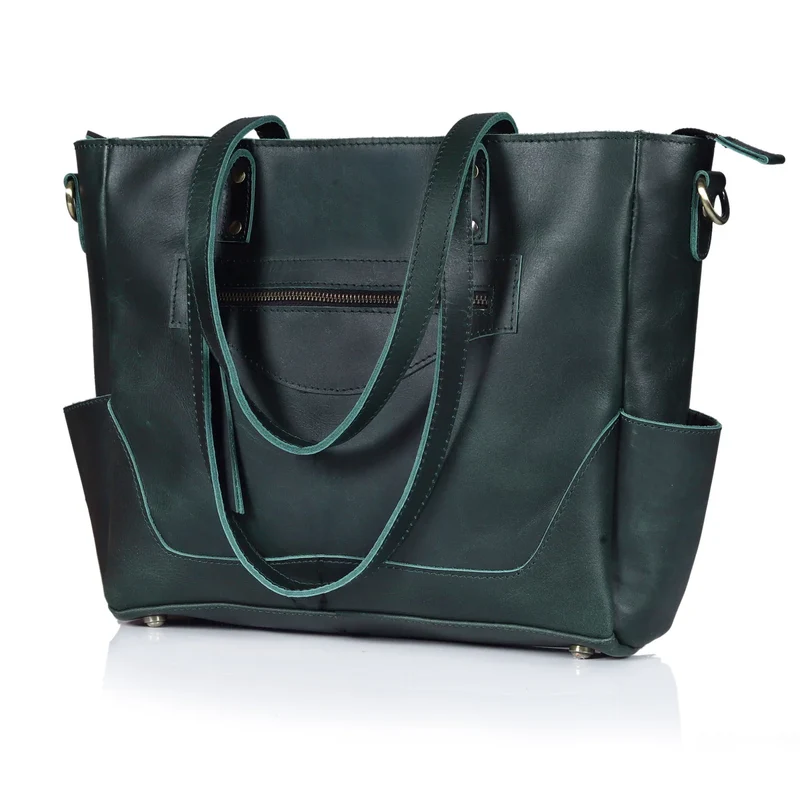 Portland Buffalo Leather Almost Perfect Tote Bag - Green