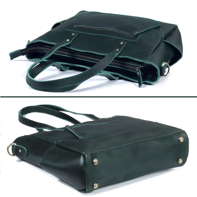 Portland Buffalo Leather Almost Perfect Tote Bag - Green
