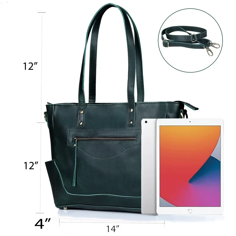 Portland Buffalo Leather Almost Perfect Tote Bag - Green