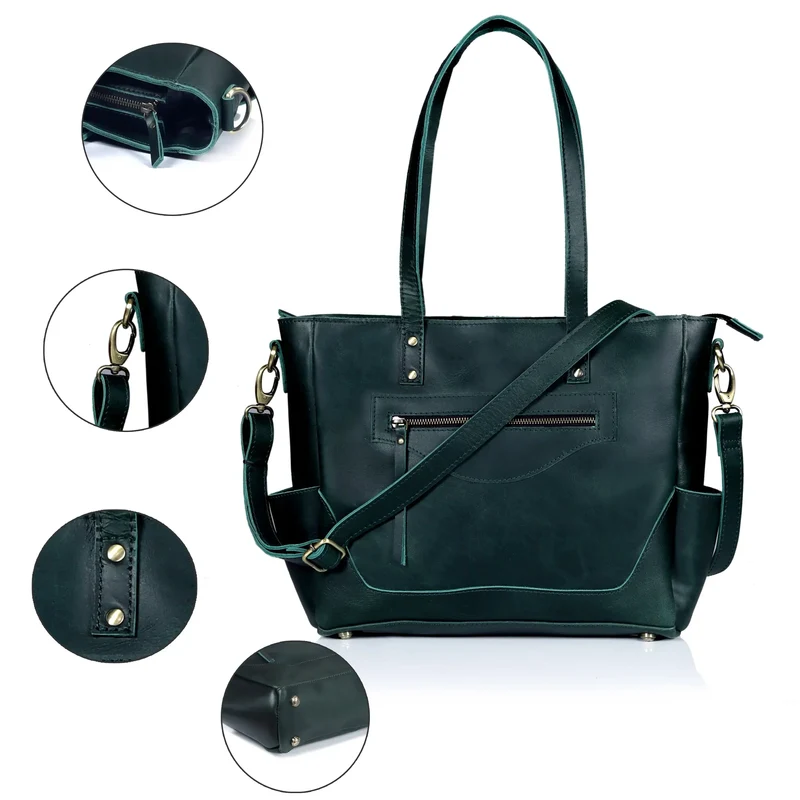 Portland Buffalo Leather Almost Perfect Tote Bag - Green