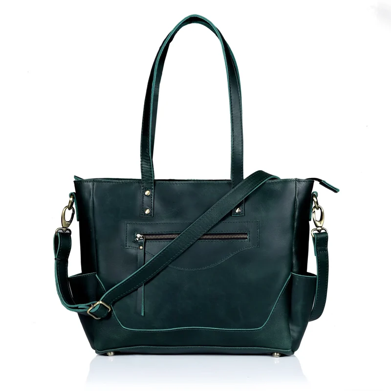 Portland Buffalo Leather Almost Perfect Tote Bag - Green