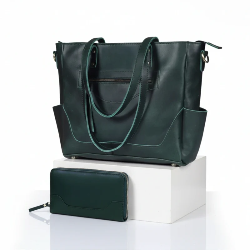Portland Buffalo Leather Almost Perfect Tote Bag - Green