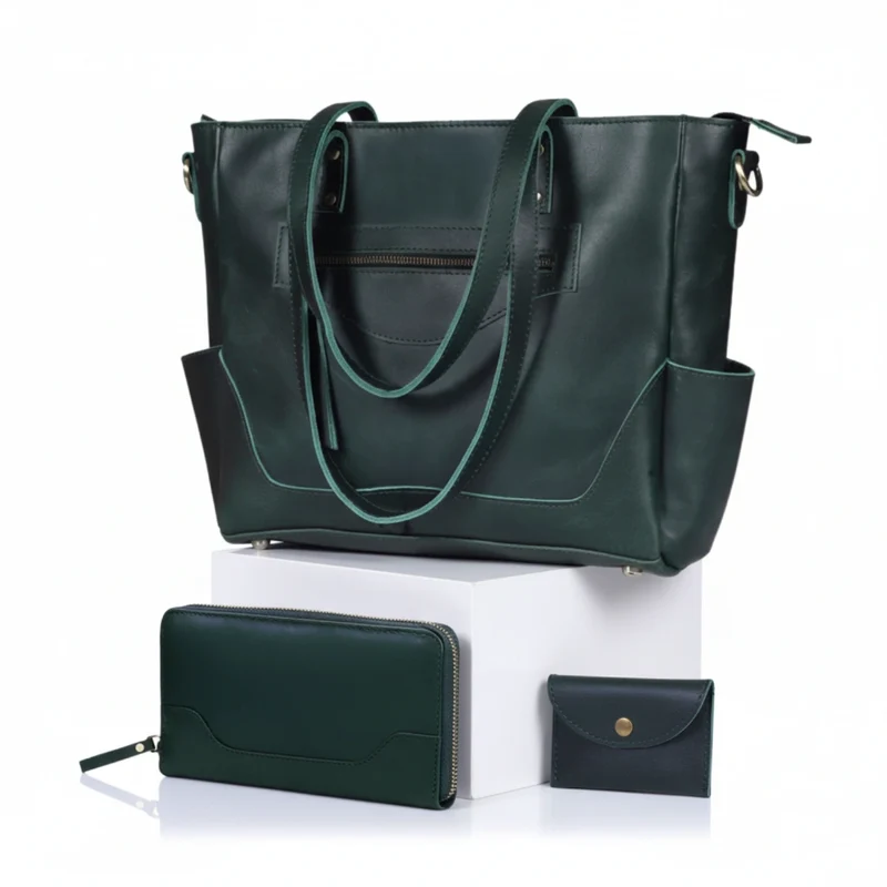 Portland Buffalo Leather Almost Perfect Tote Bag - Green