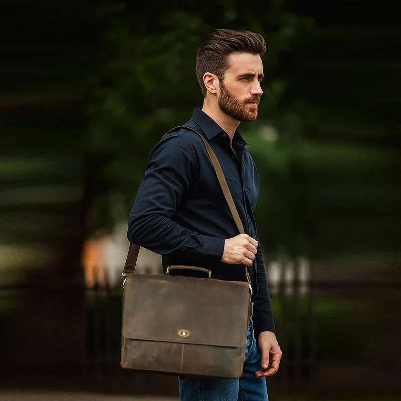 Captain Lawyer Leather Messenger Bag