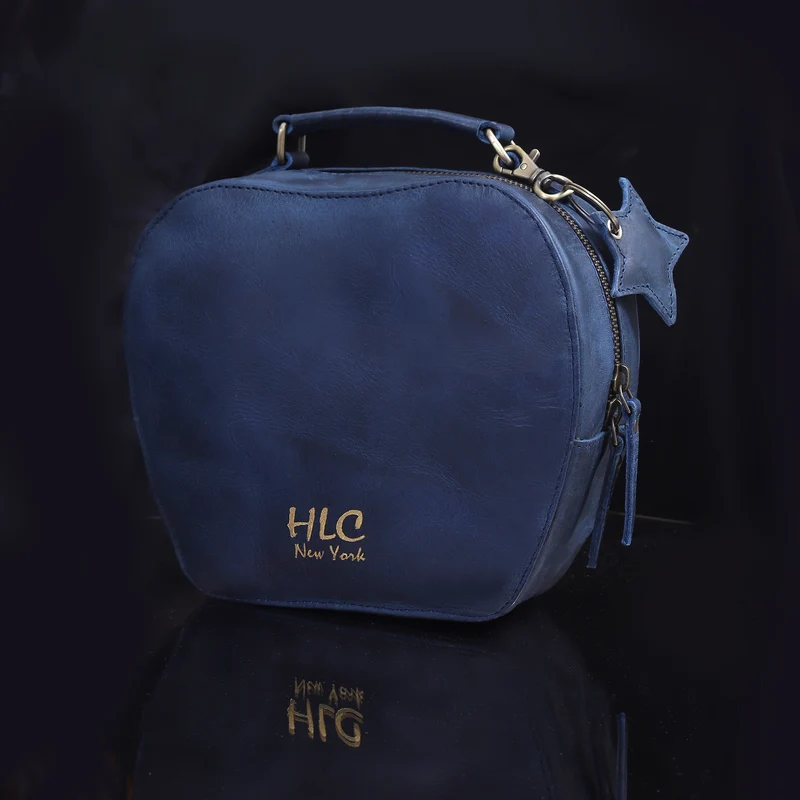 HLC collection Small Apple Cut Crossbody Bag Women - Navy
