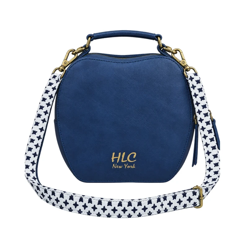 HLC collection Small Apple Cut Crossbody Bag Women - Navy