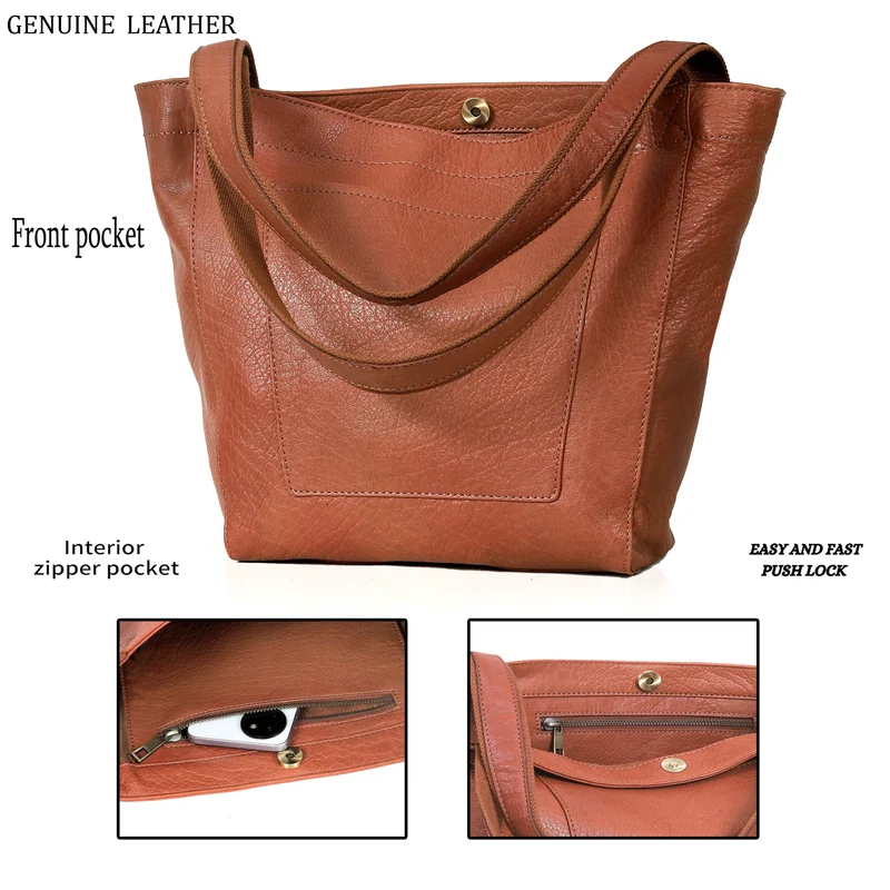 Penelope Leather Tote - Tan