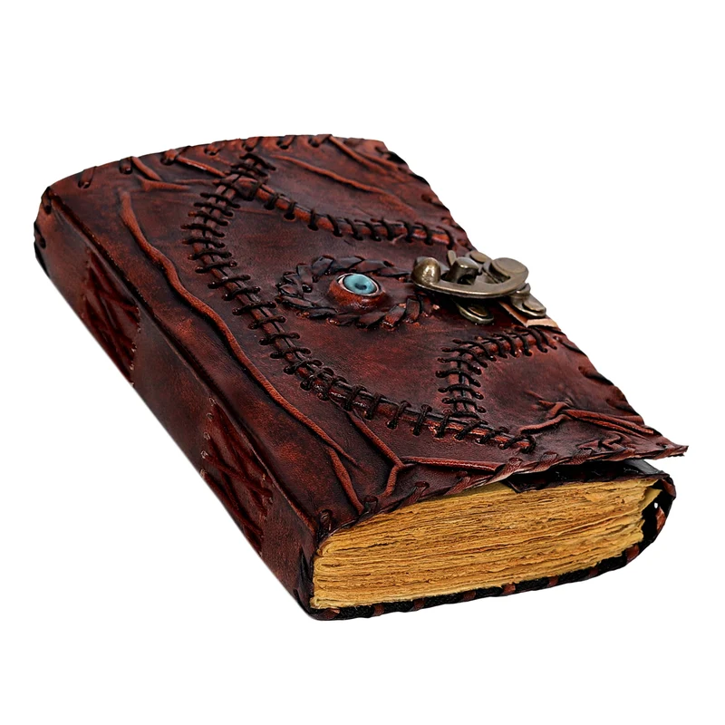 Halloween Special Hocus Pocus Book of Spells Leather Journal Writing Book - Tan