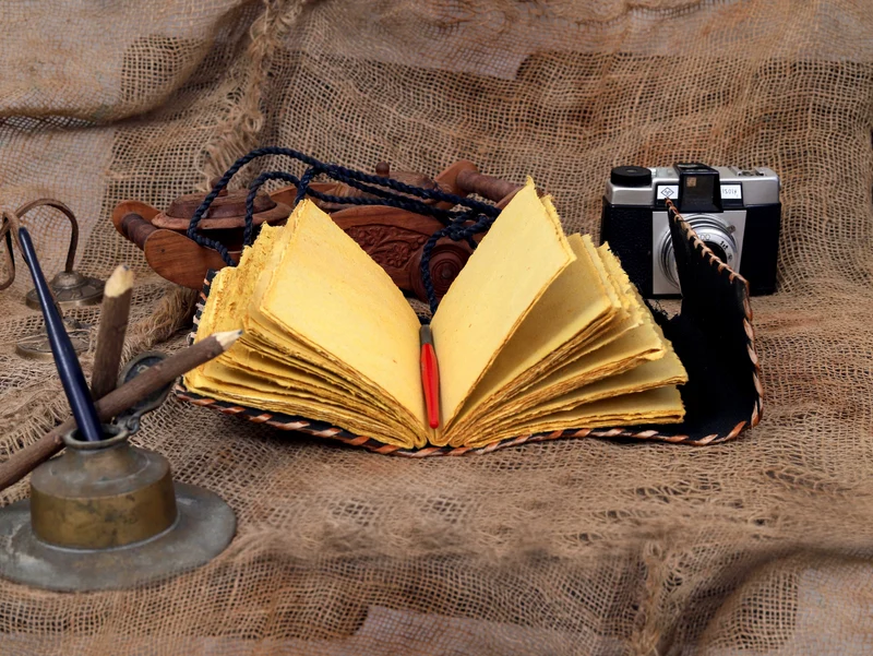 Halloween Special Hocus Pocus Book of Spells Leather Journal Writing Book - Tan