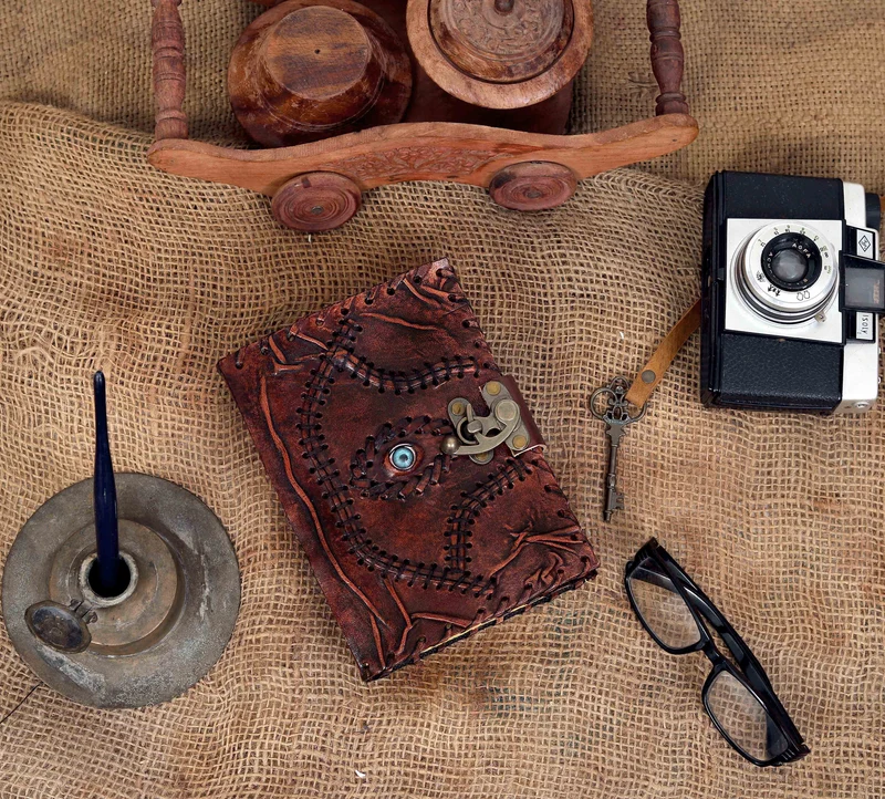 Halloween Special Hocus Pocus Book of Spells Leather Journal Writing Book - Tan