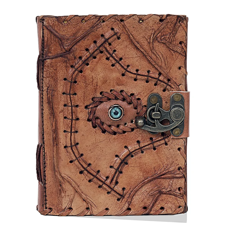 Halloween Special Hocus Pocus Book of Spells Leather Journal Writing Book - Tan