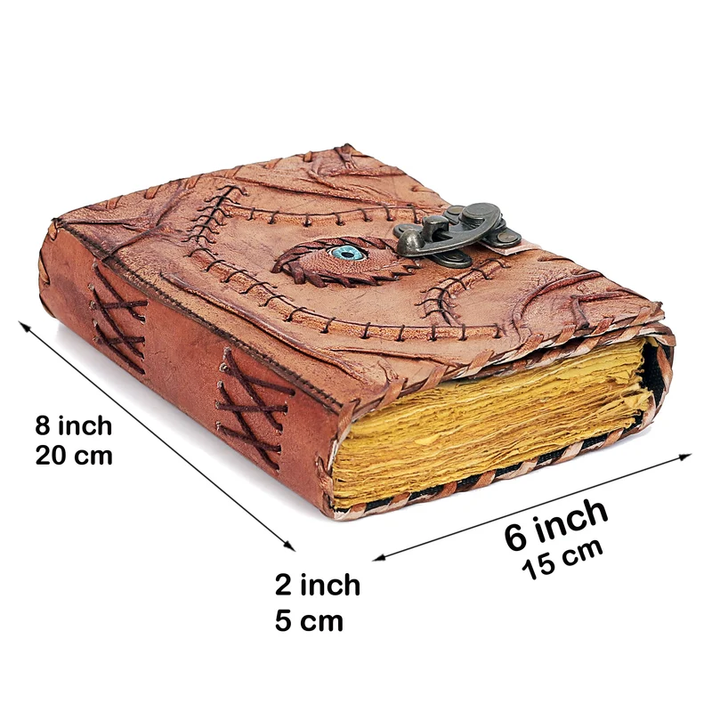 Halloween Special Hocus Pocus Book of Spells Leather Journal Writing Book - Tan
