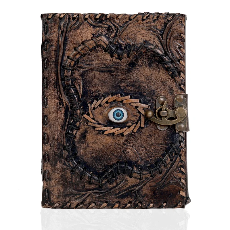 Halloween Special Hocus Pocus Book of Spells Leather Journal Writing Book - Tan